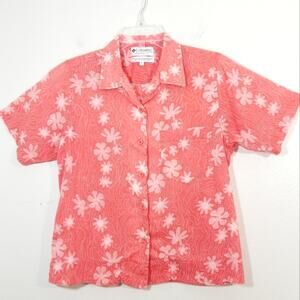 Columbia floral print cotton button front shirt S